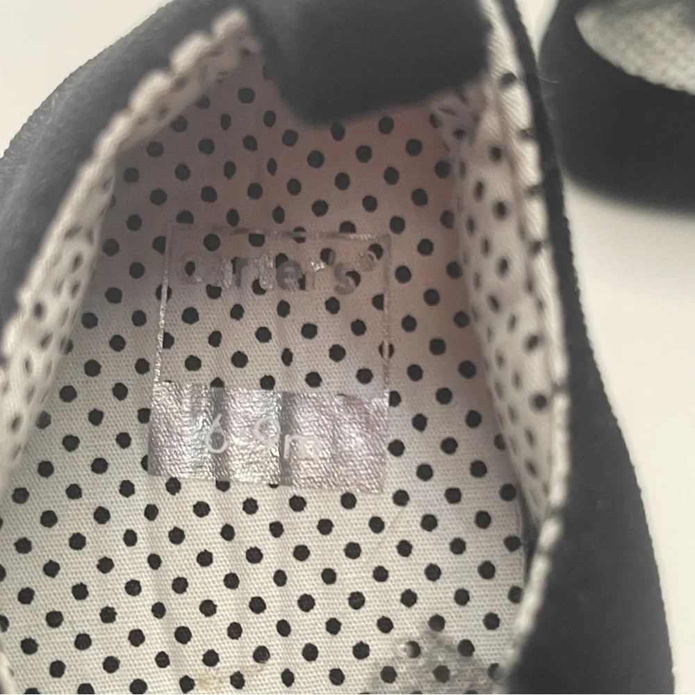 SALE 4/$20 Carter's Black crib Shoes Soft Slip-On Design silver glitter bow 6-9